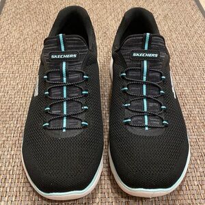 Skechers Black and Teal Women's Sneakers